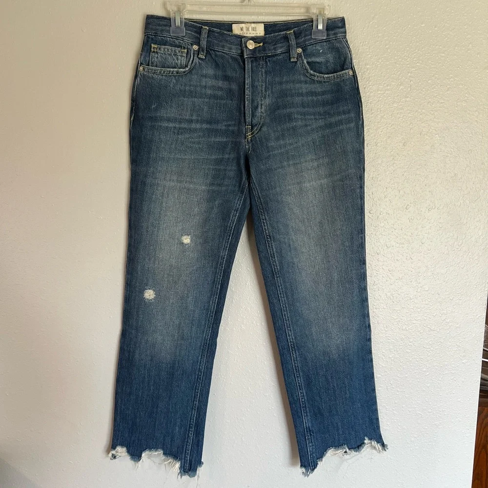 We The Free People Distressed Raw Hem Crop Mom Jeans Women's 26 Button Fly - Picture 2 of 9